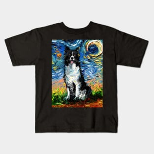 Border Collie Starry Night Kids T-Shirt